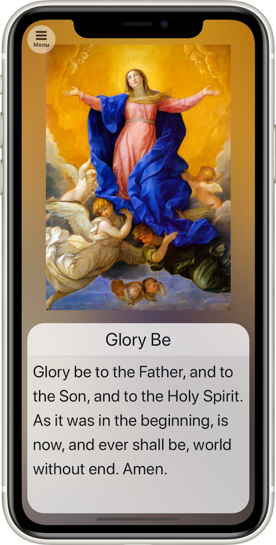 Chaplets showing the Rosary on an iPhone